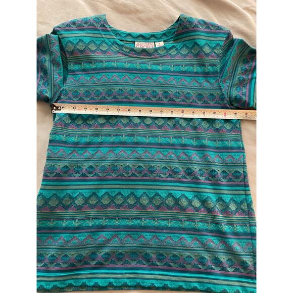 Vtg. Jaclyn Smith Sport Aqua Pattern Top SZ M - Picture 4 of 6